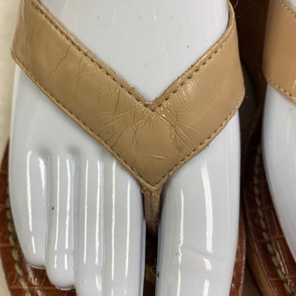 Sam Edelman Romy Cork Wedge Sandal Thong Tan Size 6 - Picture 3 of 8